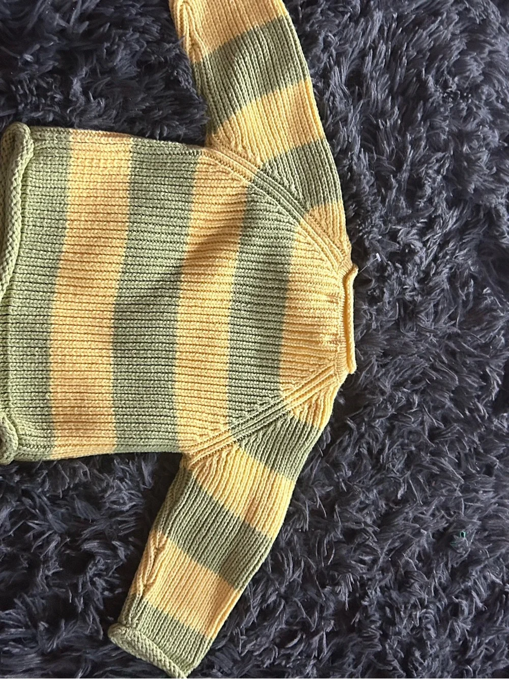 The Children's Place Yellow & Olive Striped Knit Sweater and Pom Hat Set
